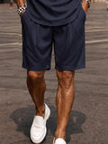 Elegantes Kontrast-Paspel Poloshirt & Shorts Set