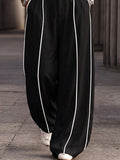 Modisches Kontrast-Streifen Mock-Neck Matching Set
