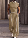 Modisches Kontrast-Streifen Mock-Neck Matching Set