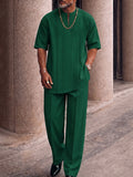Smart Casual Plissiertes Front T-Shirt Hosen Set