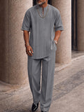Smart Casual Plissiertes Front T-Shirt Hosen Set