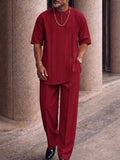 Completo T-shirt con pieghe frontali e pantaloni Smart Casual