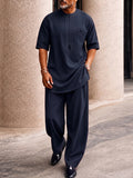 Casual Kreative Tasche Longline Oberteil Hosen Set