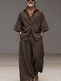 Vintage Loose Kariertes Hemd und Weite Hose Set