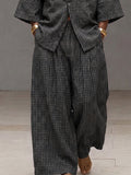 Vintage Loose Kariertes Hemd und Weite Hose Set