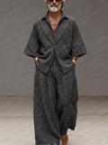 Vintage Loose Kariertes Hemd und Weite Hose Set