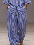 Chic Loose Fit Vertikalstreifen Matching Set