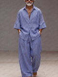 Chic Loose Fit Vertikalstreifen Matching Set