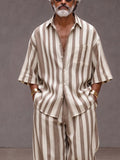 Vielseitiges Loose Fit Breitstreifen Hemd Hosen Set