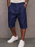 Stylische Stretch-Jeansshorts mit Kontrastnähten-Dunkelblau