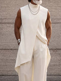 Asymmetrisches High-Low Saum Longline Ärmelloses Top & Hosen Set