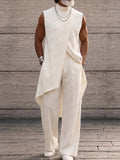 Asymmetrisches High-Low Saum Longline Ärmelloses Top & Hosen Set