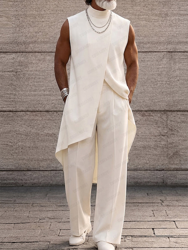Asymmetrisches High-Low Saum Longline Ärmelloses Top & Hosen Set