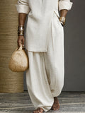 Minimalistisches 100% Baumwolle Longline Top & Hosen Set