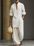Minimalistisches 100% Baumwolle Longline Top & Hosen Set
