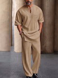 Casual Longline Top & Hosen Set mit Brust-Dekoration