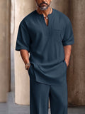 Casual Longline Top & Hosen Set mit Brust-Dekoration