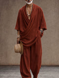 Müheloser Locker Sitzender Drapierter Cross-Front Longline Top & Hosen Set