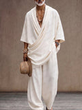 Müheloser Locker Sitzender Drapierter Cross-Front Longline Top & Hosen Set
