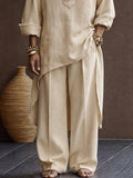 Zen-inspiriertes 100% Baumwolle High-Low Saum Longline Top & Hosen Set