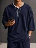 Casual Kontrast-Knopfdetail Henley T-Shirt Set