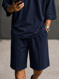 Casual Kontrast-Knopfdetail Henley T-Shirt Set