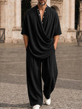 Casual Loose Knopf-Akzent Cross-Front T-Shirt Set