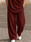 Casual Loose Knopf-Akzent Cross-Front T-Shirt Set