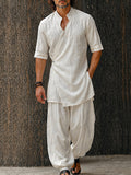 Minimalistisches Baumwolle Longline Wickelhemd & Hosen Set