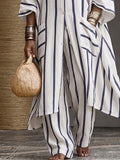 Sommer Casual Vertikal Gestreiftes Set