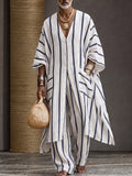 Sommer Casual Vertikal Gestreiftes Set