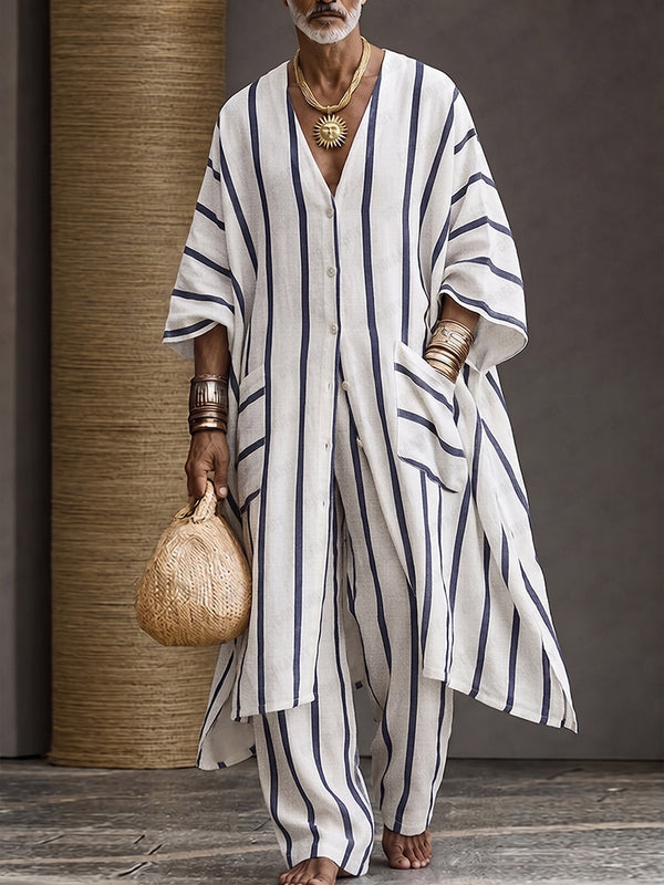 Sommer Casual Vertikal Gestreiftes Set