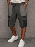 Trendige 100% Baumwolle Colorblock Cargo-Shorts mit Gürtel