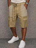 Trendige 100% Baumwolle Colorblock Cargo-Shorts mit Gürtel