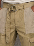 Trendige 100% Baumwolle Colorblock Cargo-Shorts mit Gürtel