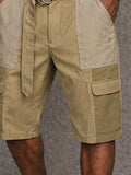 Trendige 100% Baumwolle Colorblock Cargo-Shorts mit Gürtel