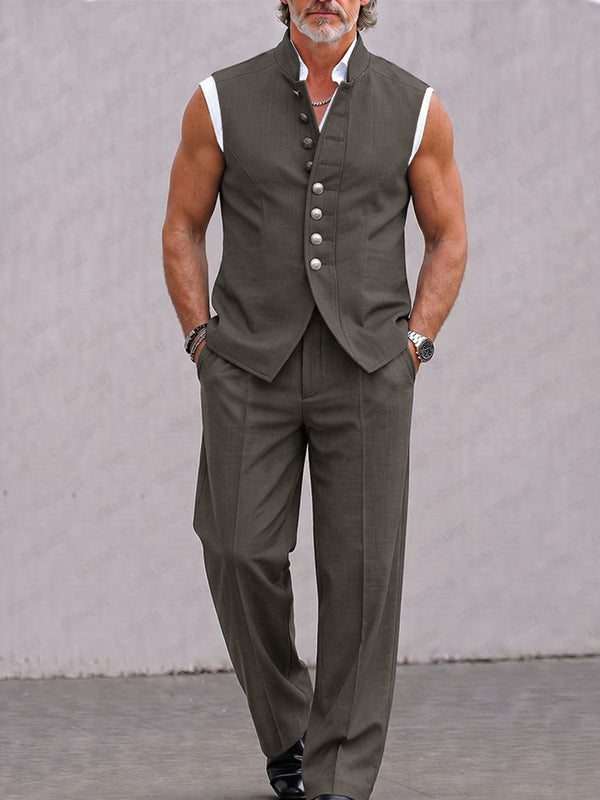 Modernes einfarbiges Herren Weste Hose Set