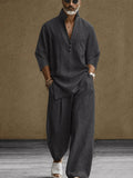 Minimalistisches Set aus 100% Baumwolle mit Seitenschlitz-Hemd und Hose