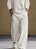 Minimalistisches Set aus 100% Baumwolle mit Seitenschlitz-Hemd und Hose