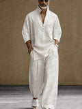 Minimalistisches Set aus 100% Baumwolle mit Seitenschlitz-Hemd und Hose