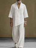 Minimalistisches Set aus 100% Baumwolle mit Seitenschlitz-Hemd und Hose