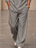 Modernes Herren Set Stehkragen Hemd mit Knopf Details und Hose