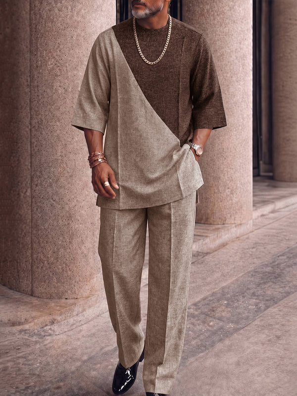 Effortless Style Colorblock T-Shirt Hosen Set