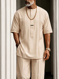 Essential lässiges Herren T Shirt und Hosen Set mit Plissee Details