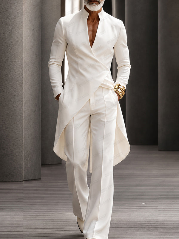 Quiet Luxury Style Damen Hemd Hosen Set mit langem Zipfel