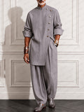 Nadelstreifen-Zweiteiler mit Schlitz-Longtop & Hose