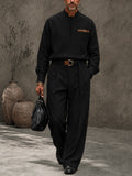 Modernes Retro-Anzug-Set mit Half-Button-Shirt und Hose