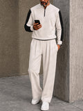 Urban-Casual Sportliches Poloshirt-Hosen-Set mit Kontrastdesign