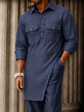 Edler Casual Zweiteiler: Longline Tunika-Hemd & Hose
