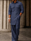 Edler Casual Zweiteiler: Longline Tunika-Hemd & Hose